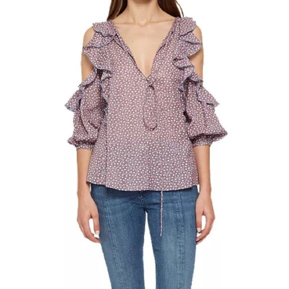 French Connection Elao Voile Cold Shoulder Top Size Small - Picture 1 of 13